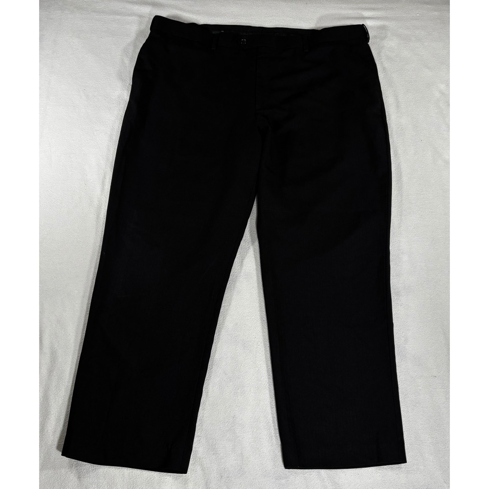 Savane Dress Pants Mens 44x30 Black Herringbone‎ Tailored Comfort Waist Trousers